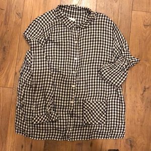 J Jill Black & White Gingham Button Down P Large